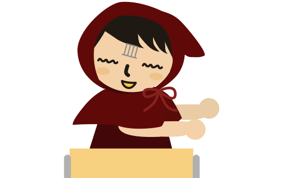 振り向くとおでこに「皿」の文字