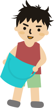 さっそうとバケツを・・