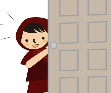 玄関を開ける娘