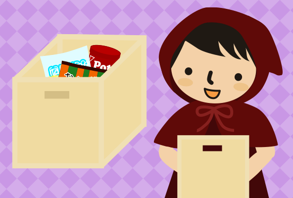 お菓子の入ってる箱を持っているイラスト