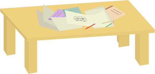 テーブルの上ぐちゃぐちゃ!