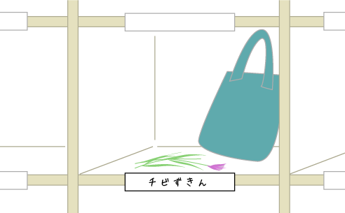 ロッカーに、しなしなの花