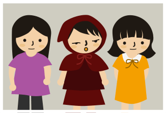 社会見学の時の写真のイラスト