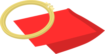 刺繍枠と赤い布