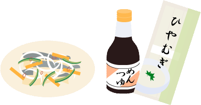ひやむぎとアジの南蛮漬け