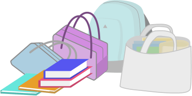 学校から持って帰ってきた絵の具とか