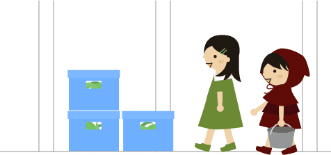 スーパーの裏に野菜くずなどをもらいにいく