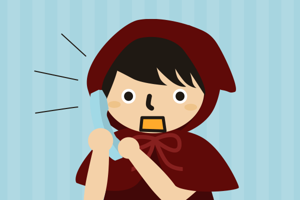 電話をとって驚く