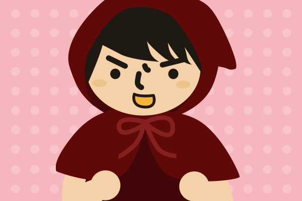 キリっとした表情の赤ずきん