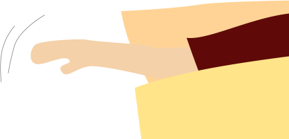 寝ぼけて手を伸ばす