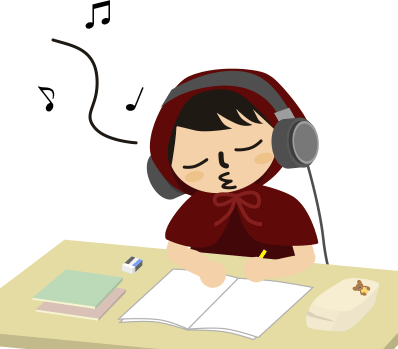 音楽聴きながら勉強中（口笛つき）