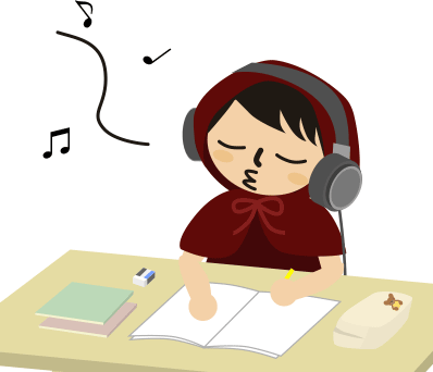 音楽聴きながら勉強中（口笛つき）