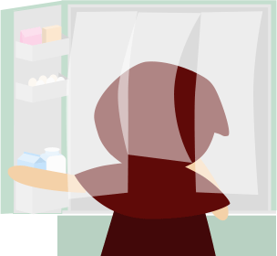 冷蔵庫に頭を突っ込む