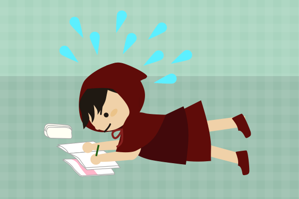 焦って宿題をする