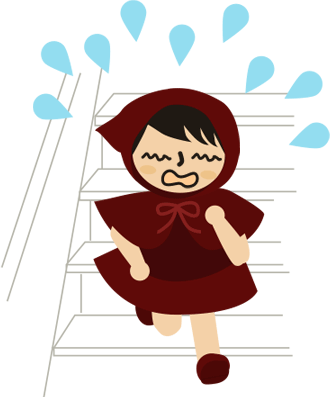 チビずきん:目覚ましが起こしてくれなかったー!