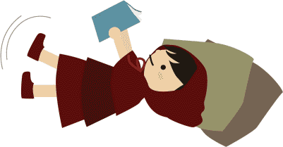 図書館の本を読む