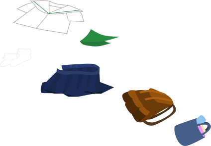 制服と鞄を散らかしっぱなし！