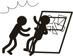 ガラスが割れて流血騒動に