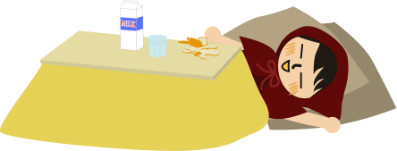 コタツで牛乳とみかん