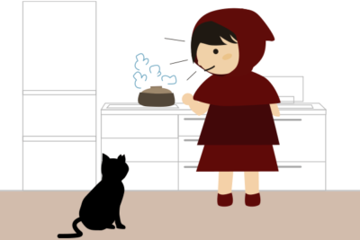 ご飯の用意と黒猫
