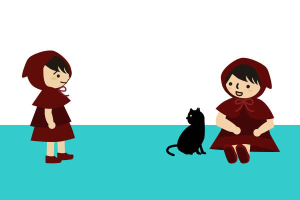赤ずきん親子と黒猫