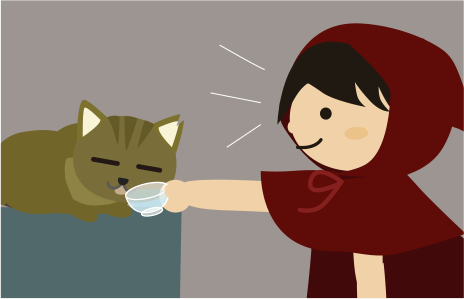 猫がお水を飲むイラスト