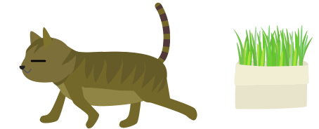 猫草に興味がない猫のイラスト