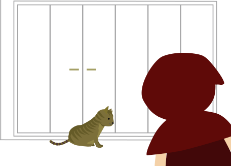猫に声をかける