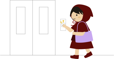 エレベータのボタンを押す