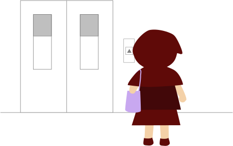 エレベータ降りてきた