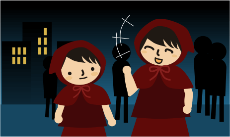 夜の散歩で会話