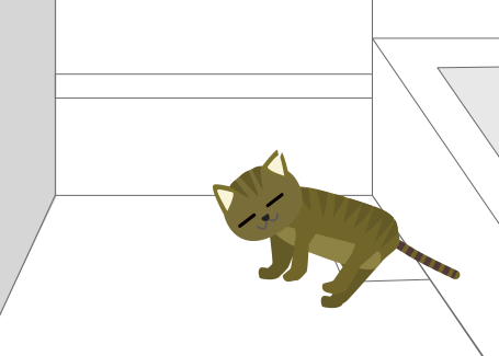 お風呂でくつろぐ猫