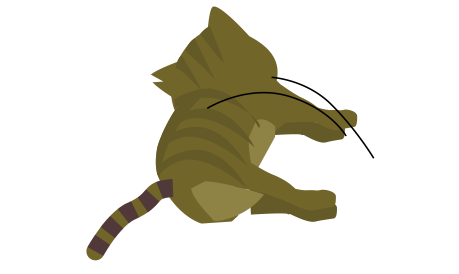 パタンと猫が倒れる