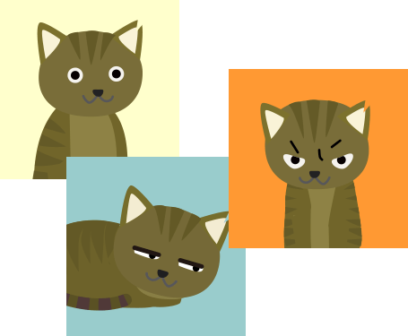 いろいろな表情の猫のサラ