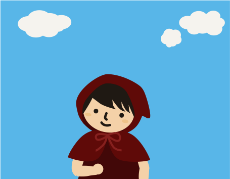 上を見上げる赤ずきん