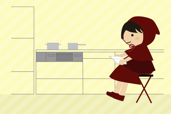 キッチンで料理中