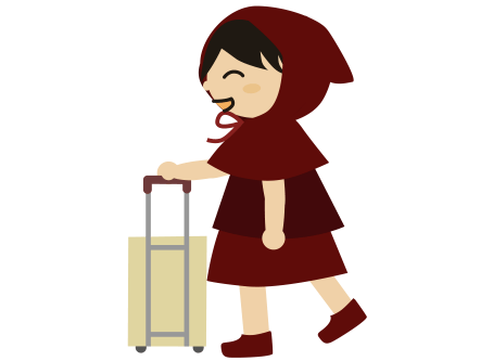 キャリーをひく女の子のイラスト