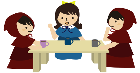 リビングで友達とお茶飲んで話す