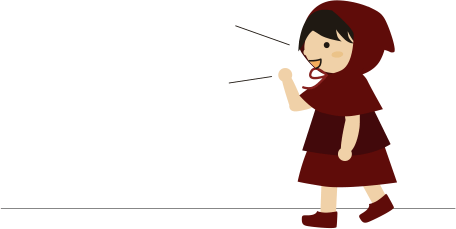 声をかける赤ずきん