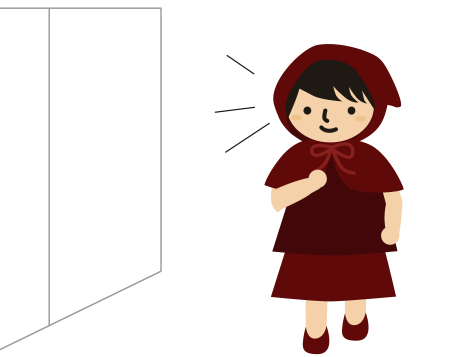 店頭で買い物を思い出す赤ずきん