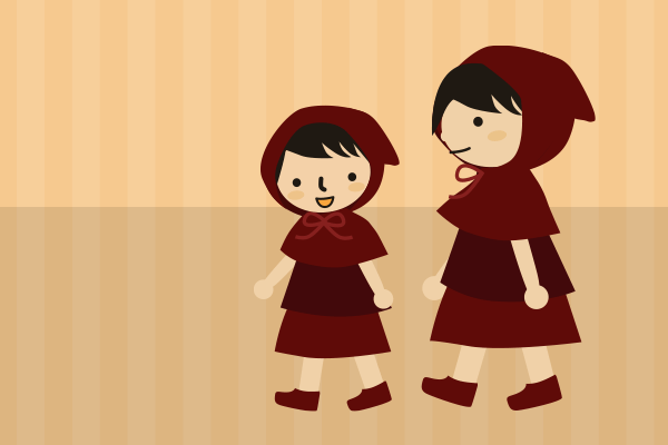 親子で歩くイラスト