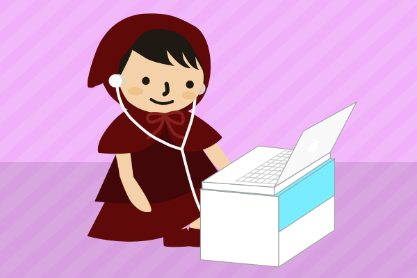 パソコンでYoutubeを見る小学生のイラスト