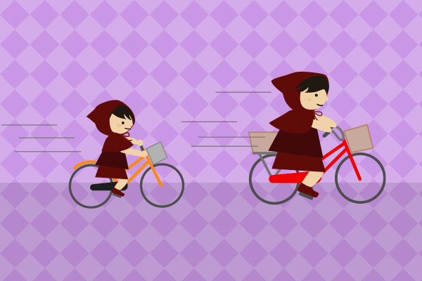 自転車に乗る親子のイラスト