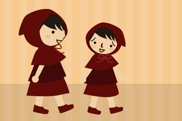 会話しながらあるく親子のイラスト