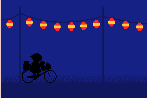 夜道を自転車で走る