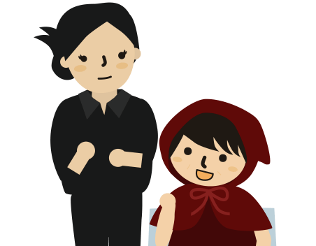 メイクさんと会話するイラスト