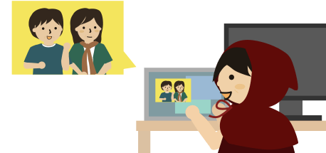 オンラインで打ち合わせするイラスト