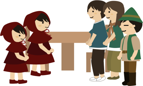 顔合わせするイラスト