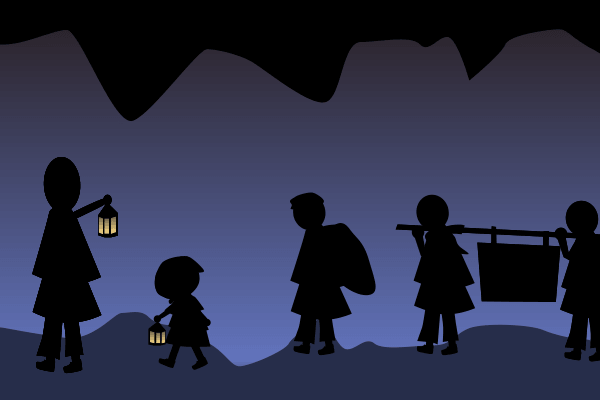 暗闇を進むイラスト