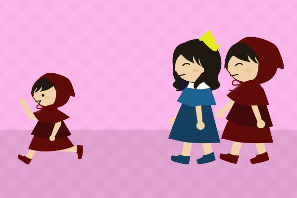 友達と子供と出かけるイラスト